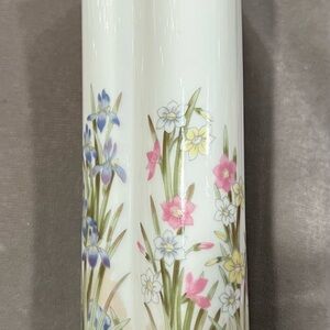 Takahashi San Francisco Hand Painted Floral Vase with Pink and Blue Accents